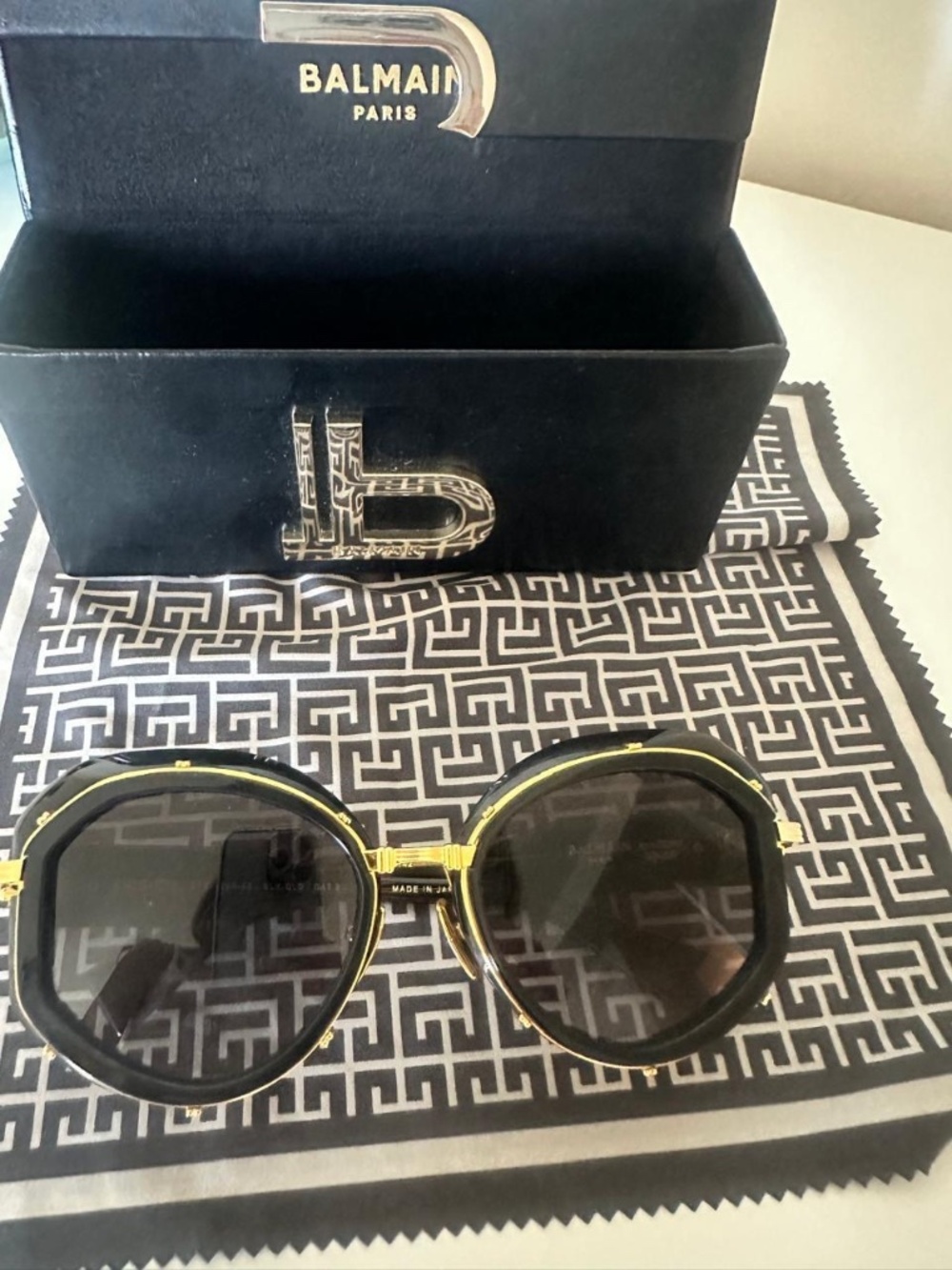 BALMAIN Brigitte Black & Gold Oversized Sunglasses